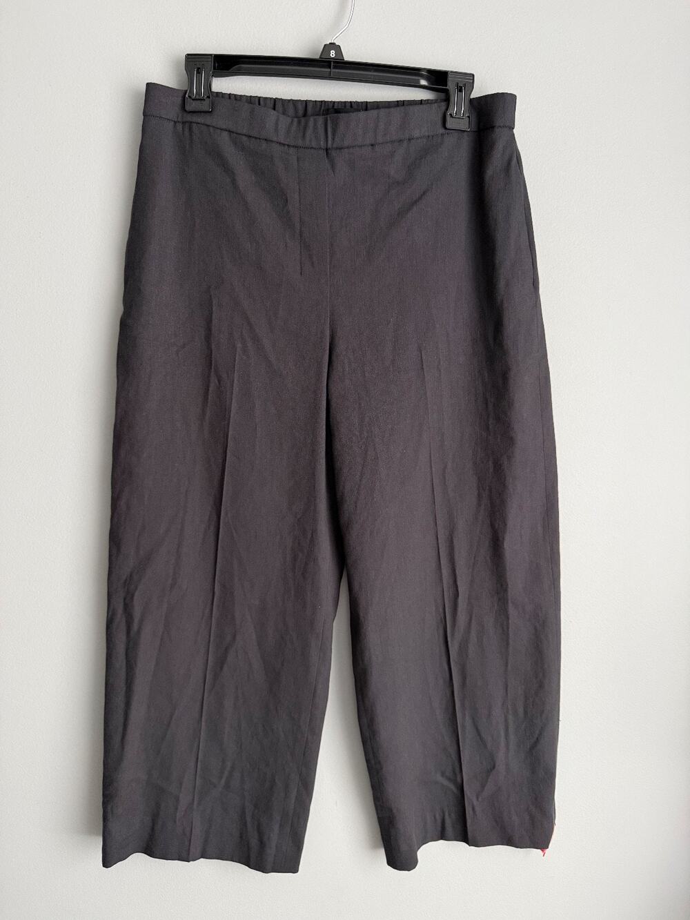 Theory Women's M Concord Black Cropped Wide Leg Pants NWT Minimalist Linen